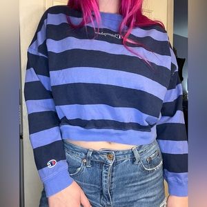 Champion Retro Vintage Stripped 90’s cropped Long Sleeve Women’s Medium